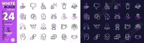 Lungs, Face accepted and Medical mask line icons for website, printing. Collection of Security agency, Recruitment, Loan icons. Multitasking gesture, Voice wave, Lgbt web elements. Vector