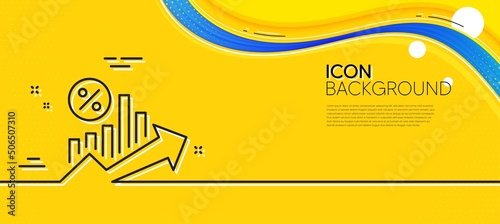 Loan percent growth chart line icon. Abstract yellow background. Discount sign. Credit percentage symbol. Minimal loan percent line icon. Wave banner concept. Vector