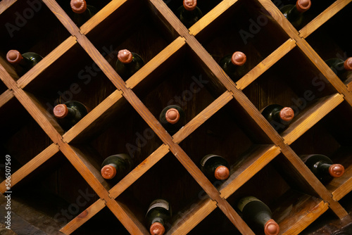 Bottles of wine in the vinotheque photo