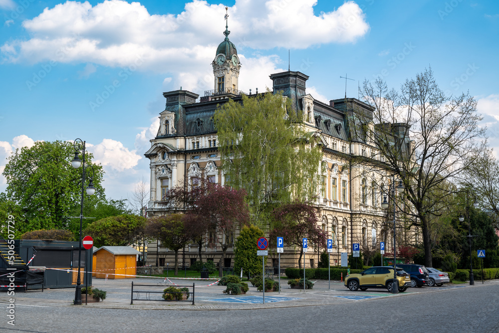 Nowy Sącz City Hall in Poland - obrazy, fototapety, plakaty 
