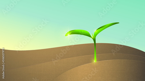 Sprout on the field vector illustration background
