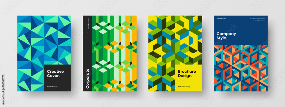 Obraz premium Simple presentation vector design layout collection. Isolated mosaic pattern corporate cover illustration composition.