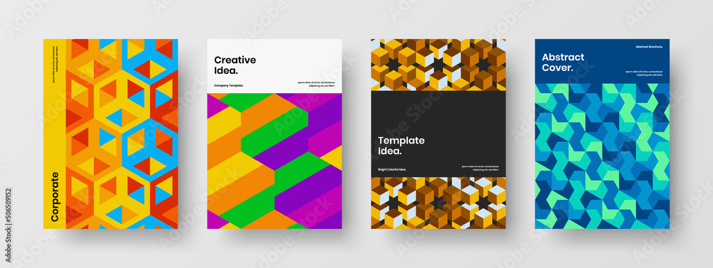 Bright geometric shapes banner template set. Simple corporate identity vector design concept composition.