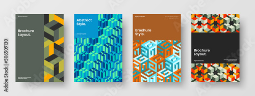 Wallpaper Mural Trendy geometric pattern flyer illustration bundle. Simple banner A4 design vector layout set. Torontodigital.ca