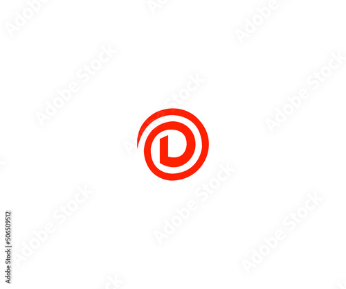 Red Letter D Spiral Logo  Modern Corporate Identity Icon