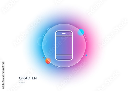 Smartphone icon. Gradient blur button with glassmorphism. Cellphone or Phone sign. Ð¡ommunication Mobile device symbol. Transparent glass design. Smartphone line icon. Vector
