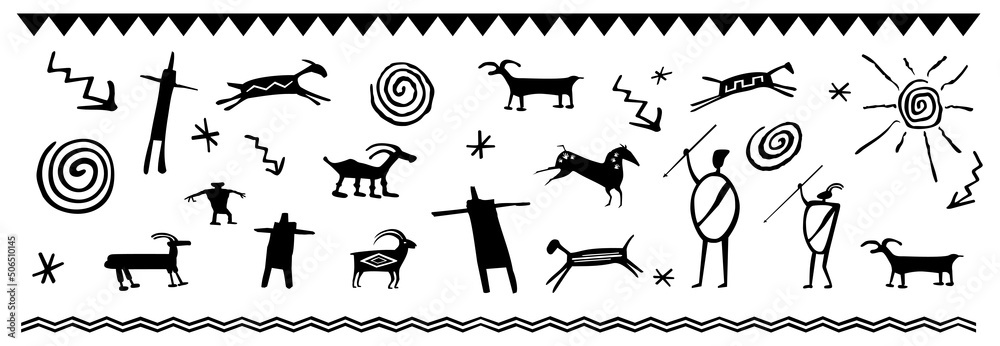 A collection of ancient American Indian Petroglyphs A collection of ancient American Indian Petroglyphs