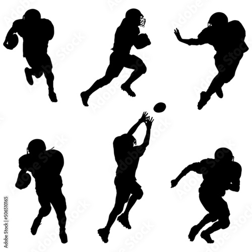 Vector silhouettes of (American) football players playing football.