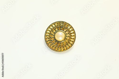 Billede på lærred Faux pearl vintage cameo style brooch pin costume jewelry fashion accessory