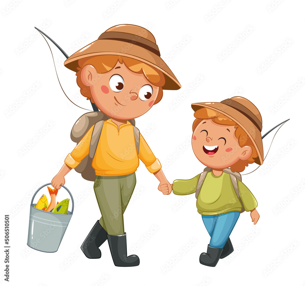 Happy Father's day. Cheerful Dad and Son Happy Father's day. Cheerful Dad and Son
