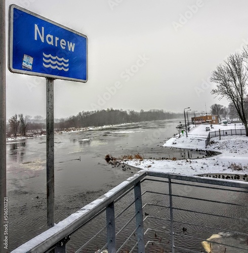 Floe on the Narew River in Pułtusk photo