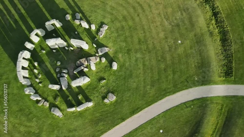 Stonehenge, Wilthshire. June 2022. UK. Aerial shot of the Unesco historical site of  photo