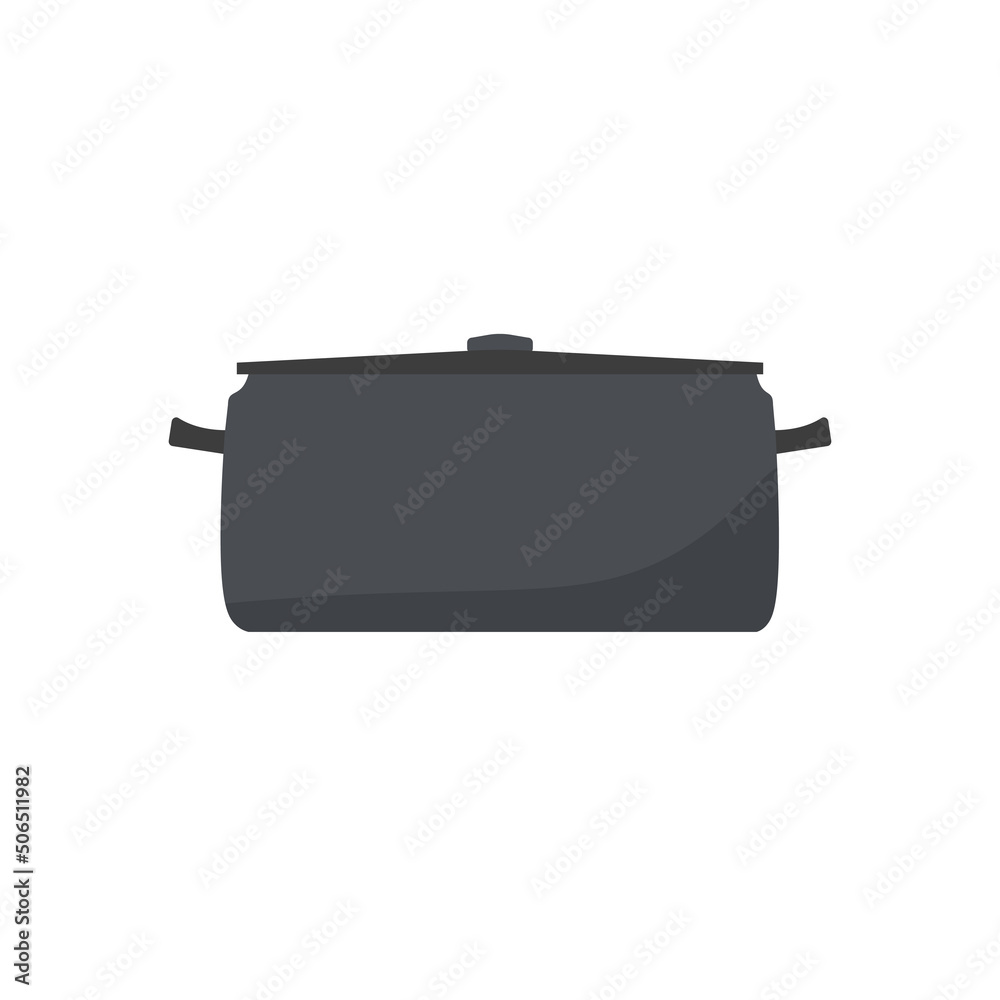 Pan, pot or saucepan. Kitchen object, cartoon kitchenware tool for cooking, vector illustration of element for boiling and frying isolated on white background Pan, pot or saucepan. Kitchen object, cartoon kitchenware tool for cooking, vector illustration of element for boiling and frying isolated on white background
