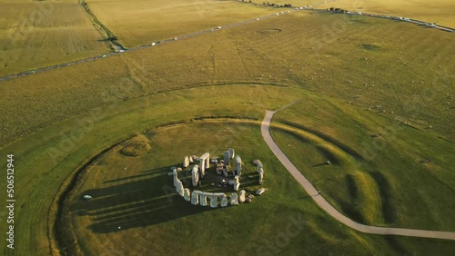 Stonehenge, Wilthshire. June 2022. UK. Aerial shot of the Unesco historical site of  photo