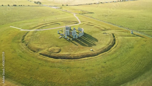 Stonehenge, Wilthshire. June 2022. UK. Aerial shot of the Unesco historical site of  photo