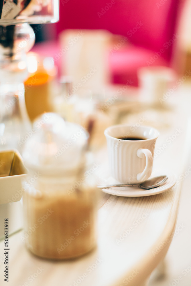 Cup of aromatic coffee at spa salon Cup of aromatic coffee at spa salon