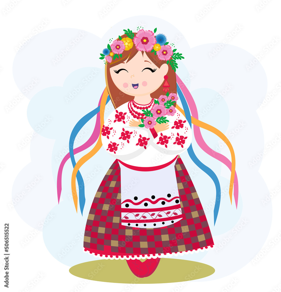 Ukrainian girl in national dress . A woman in traditional costume