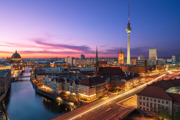 Fototapete Berlin Berlin City Center at Amazing Sunset, Germany  © Daniel