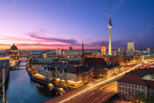 Fototapeta Naklejka Na Ścianę i Meble -  Berlin City Center at Amazing Sunset, Germany