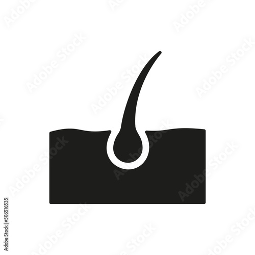 Hair Bulb Silhouette Icon. Structure of Man Follicle Black Pictogram. Icon of Hair Bulb for Science or Dermatology. Isolated Vector Illustration
