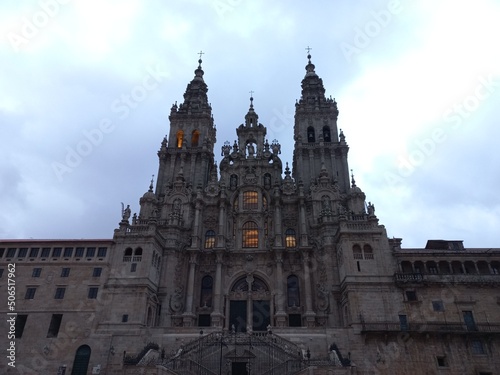 Facade of the Cathedral of Santiago de Compostela  Galizia  Spain