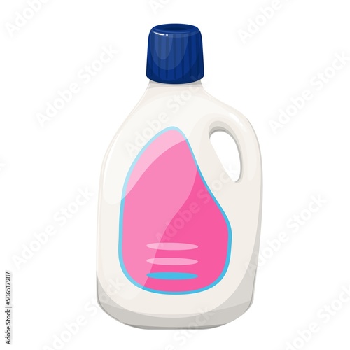 Bottle of detergent for house cleaning-up color vector illustration. Domestic hygiene and laundry conditioner bottle in cartoon style, isolated