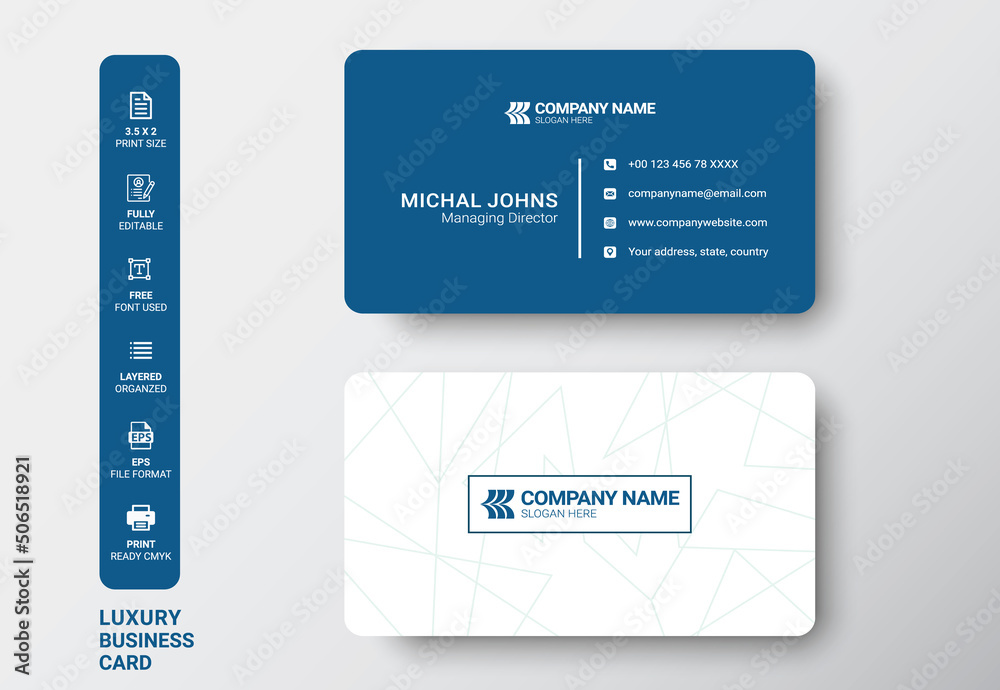 Blue and White Modern Company Business Card Template