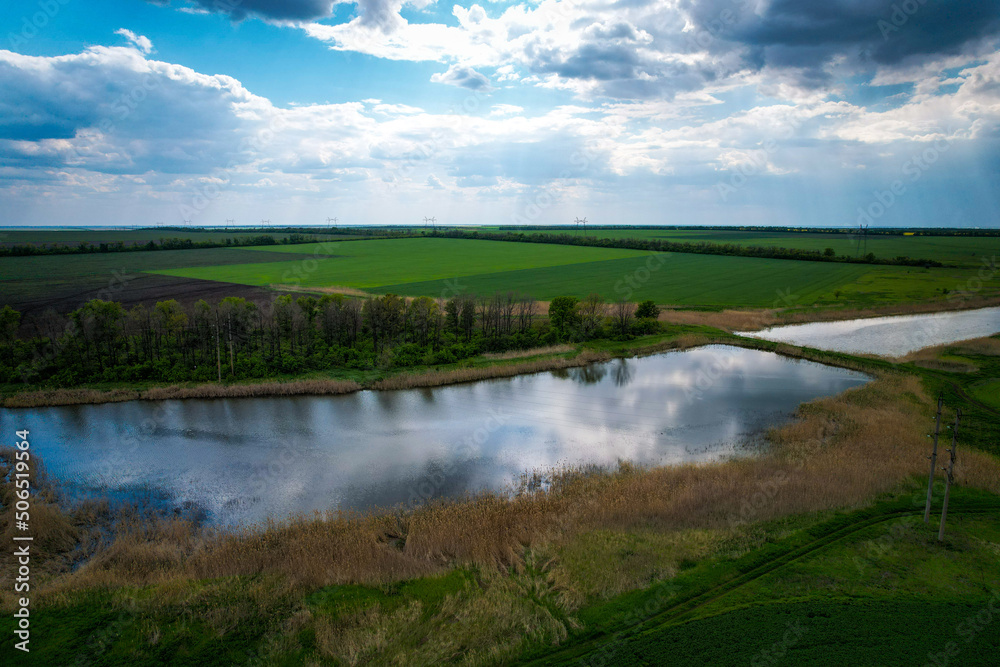 Ukrainian landscape with river and sky