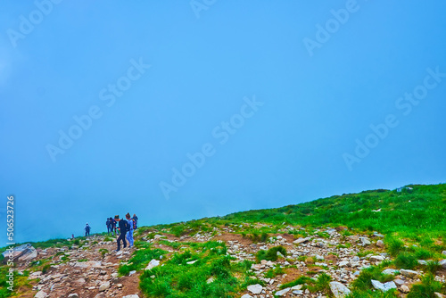 Hike through the mist, Mount Hoverla, Chornohora Range, Carpathians, Ukraine photo