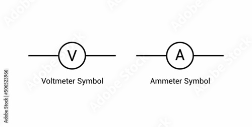 electronic symbol of ammeter and voltlmeter vector illustration photo