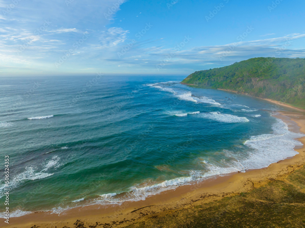 Early morning seascape with  clouds and haze