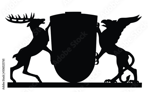 German territory symbol, great coat of arms of Baden-Wurttemberg vector silhouette illustration isolated on white background. Province in Germany.Crest, seal and province sign.