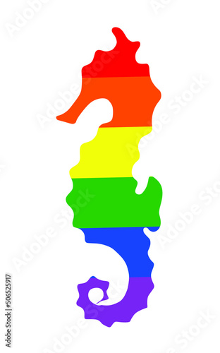 Animal seahorse symbol LGBT flag vector silhouette illustration, pride badge sign isolated. Gay flag culture sign. Homosexual pride. Lesbian sign. Trans sexual human rights and freedom. Urban culture.