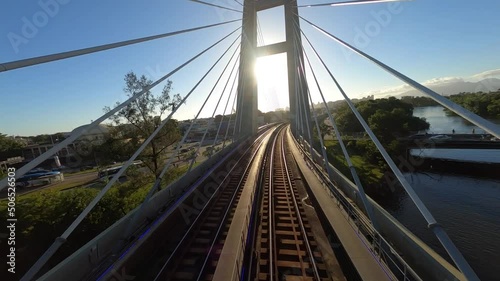 Cable-stayed Bridge, Rio de Janeiro, Brazil, filmed by Drone FPV photo