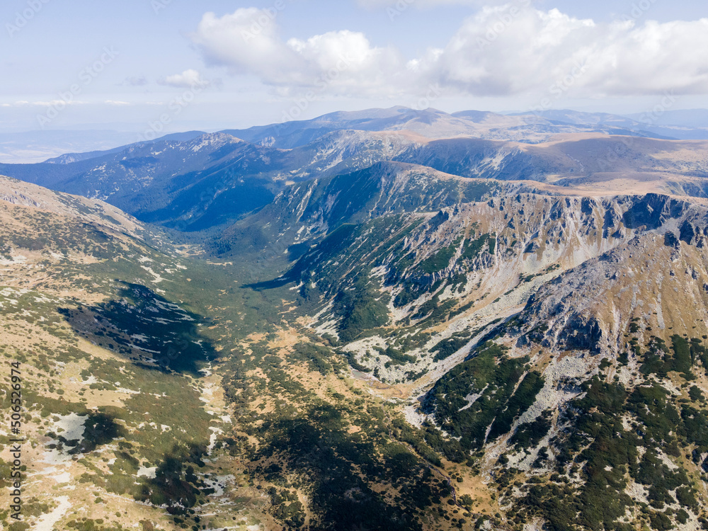 Aerial view of Rila mountain near Musala peak, Bulgaria