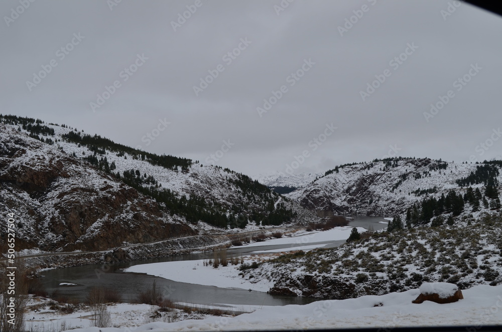 snow covered mountains