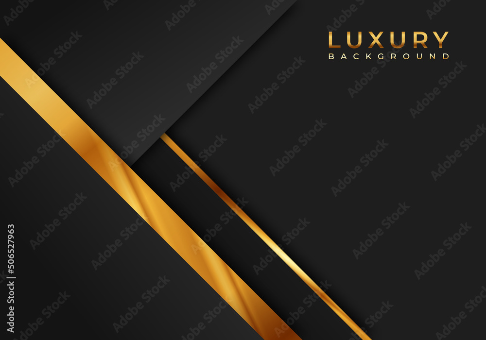 Abstract Premium Black Geometric Overlap Layers with Stripe Golden Line Luxury Style on Dark Background with Copy Space Abstract Premium Black Geometric Overlap Layers with Stripe Golden Line Luxury Style on Dark Background with Copy Space