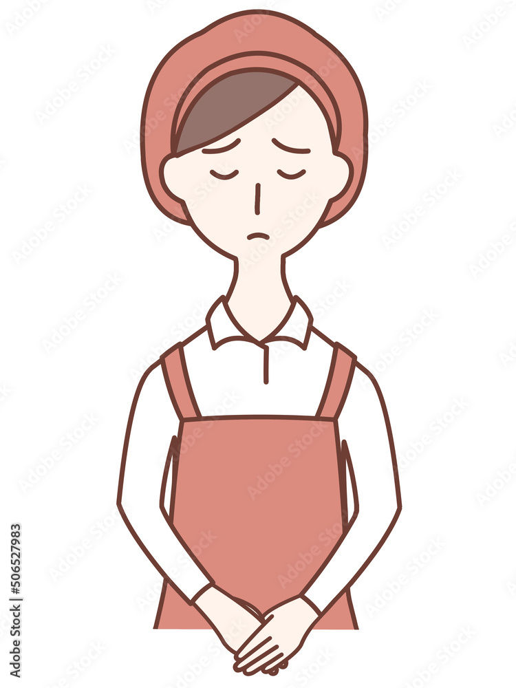 A female waitress apologizing for her mistake. A female waitress apologizing for her mistake.