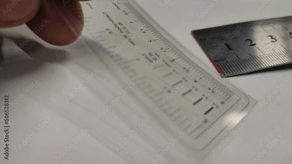 Calibration ruler. The accuracy of the metal ruler is checked with a