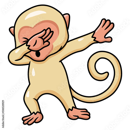 Cute little albino monkey cartoon dancing