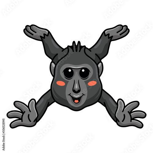 Cute little crested black macaque cartoon