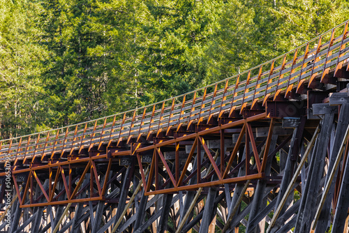 View of Kinsol Trestle wooden railroad bridge in Vancouver Island, BC Canada. photo