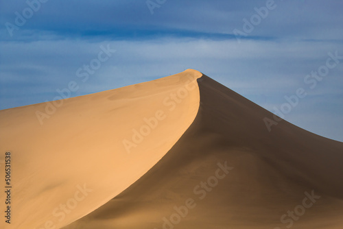 Huge dune of the Gobi desert during the sunset in Dunhuang, Gansu, China