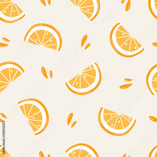 Seamless pattern with orange slices