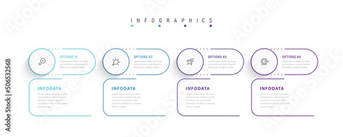 Vector Infographic label design template with icons and 4 options or steps. Can be used for process diagram, presentations, workflow layout, banner, flow chart, info graph.