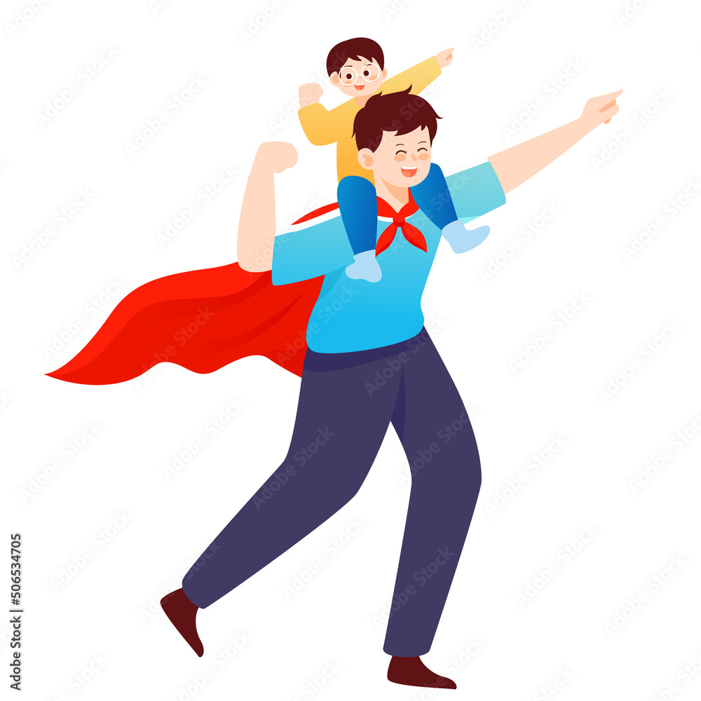 Father's day dad playing with his child, parent-child interaction, vector illustration Father's day dad playing with his child, parent-child interaction, vector illustration