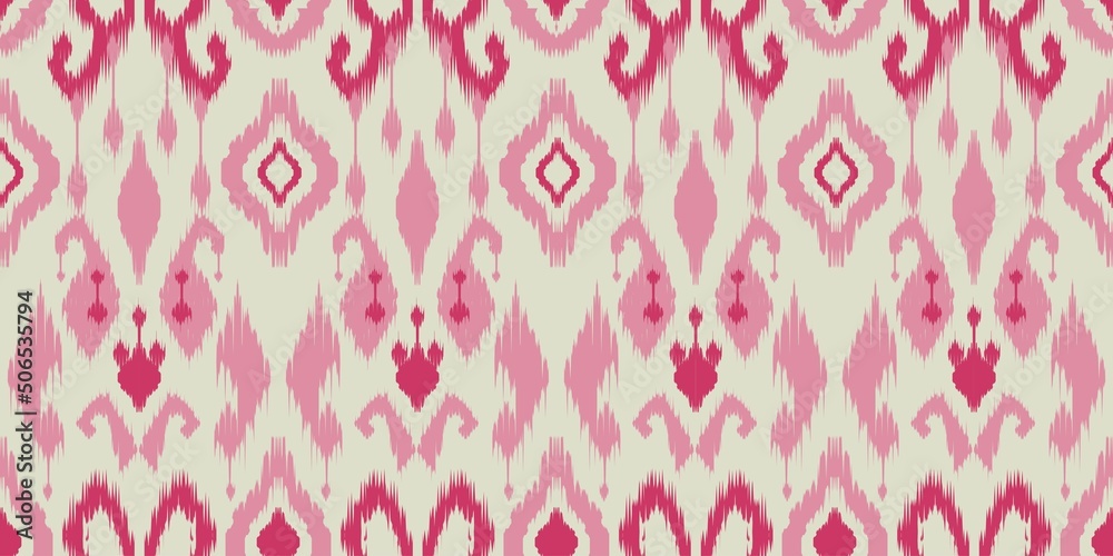Motif ethnic handmade beautiful Ikat art. Ethnic abstract floral pink background art. folk embroidery, Peruvian, Indian, Asia, Moroccan, Turkey, and Uzbek style. Aztec geometric art ornament print.