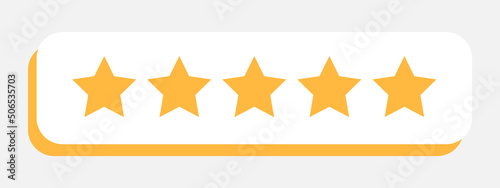 Five stars customer product rating review flat icon for apps and websites