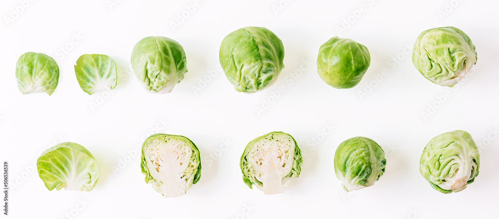 Fresh green brussel sprouts vegetable on white background Fresh green brussel sprouts vegetable on white background