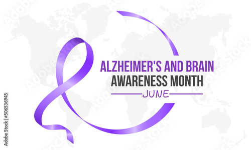 Alzheimer's and brain awareness month in every June. Annual health awareness concept for banner, poster, card and background design.